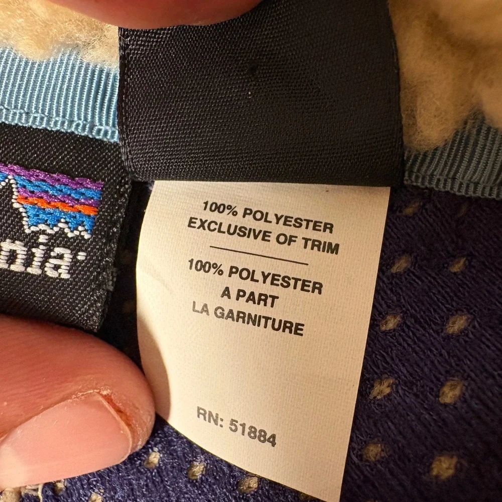 Patagonia Kids Retro-X Fleece Jacket Cream Navy Blue Vintage Made in USA Size 8